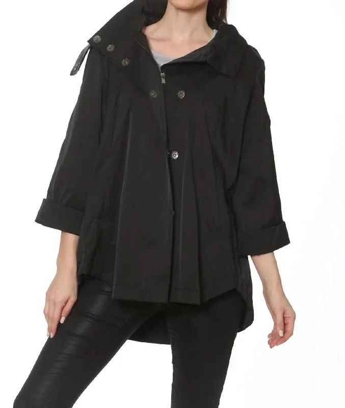 women’s skinny chinos-Savina Rain Jacket In Black