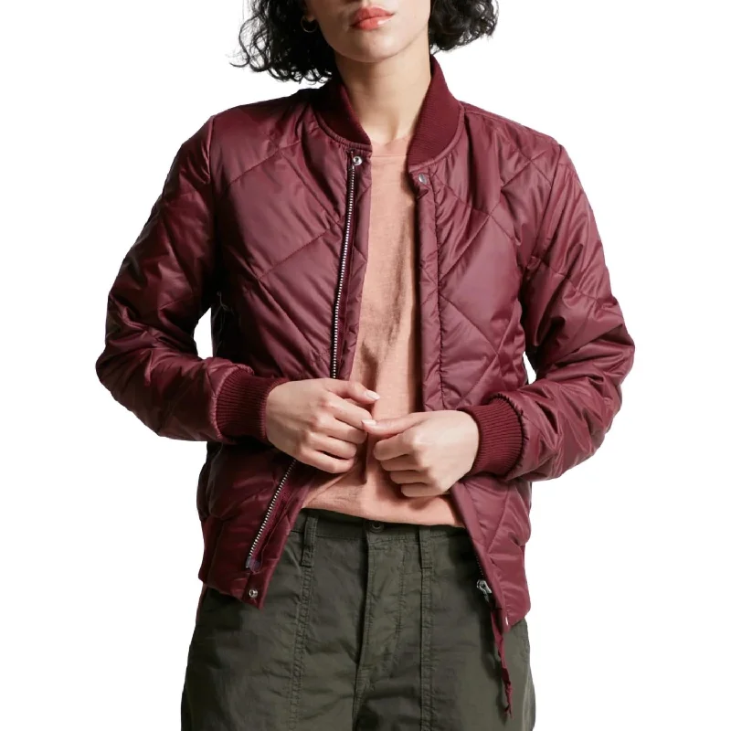 women’s stone-wash jeans-Neil Bomber Jacket In Burgundy