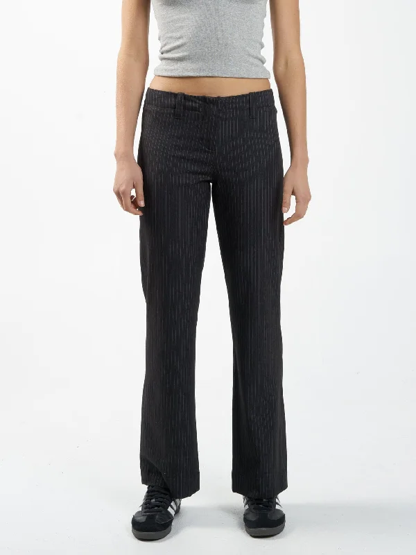 ladies shirred blouses-Brit Pinstripe Pant - Charcoal