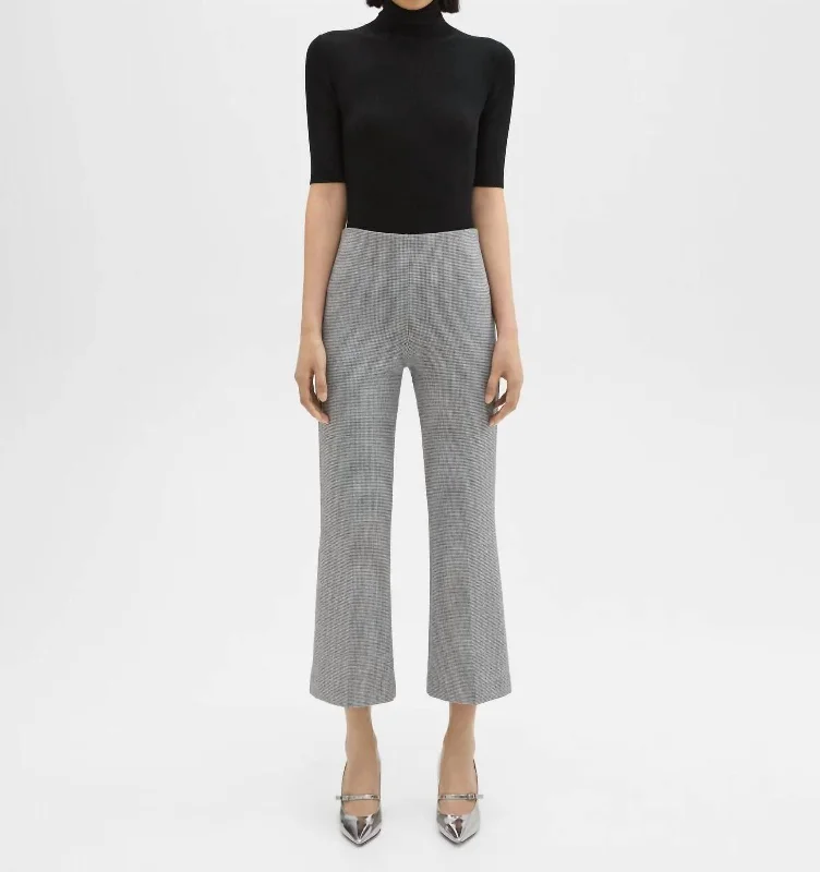 women’s madras tops-Cropped Kick Pants Houndstooth Jersey Cropped Kick Pants In Black, White