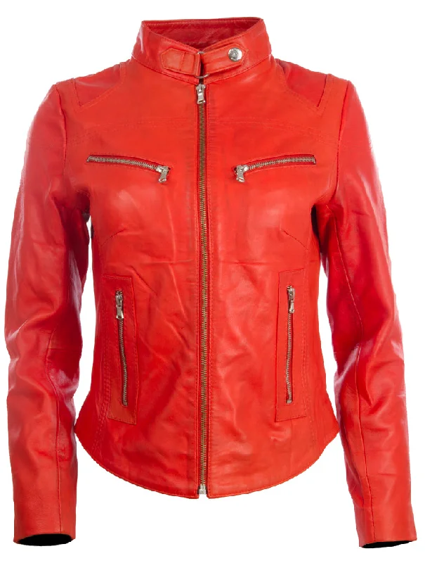 female organza-overlay tops-CRD9 Women's Original Jacket - Dark Orange