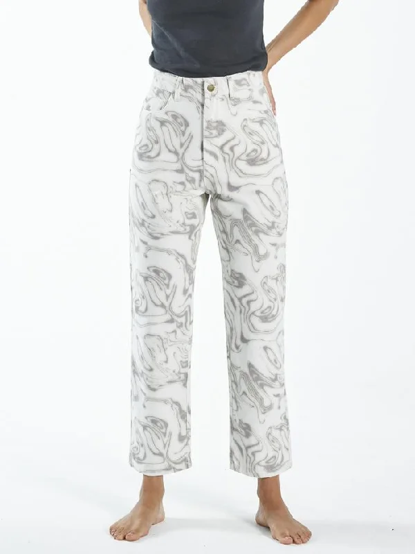 female chiffon-overlay tops-Marbled Paradise Pant - Tofu