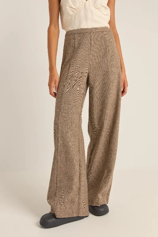 female brocade-trim tops-Whitehaven Wide Leg Pant Chocolate