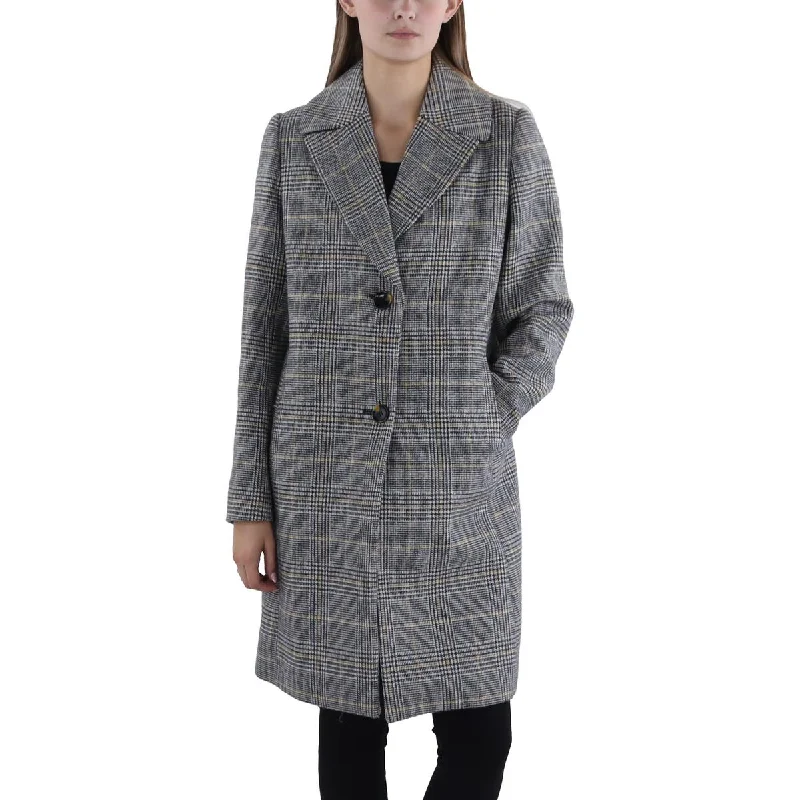 women’s tie-dye camis-Tahari Womens Wool Blend Plaid Overcoat