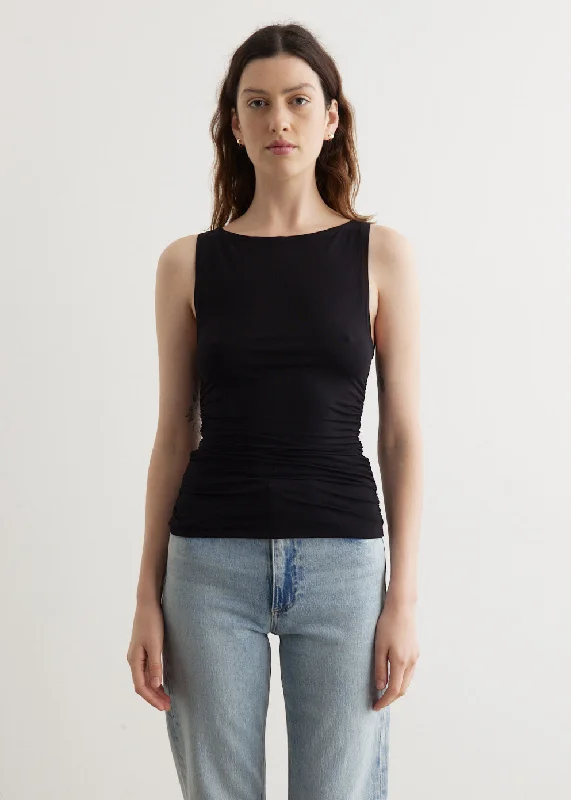 women’s wide chinos-Luca Shirred Tank