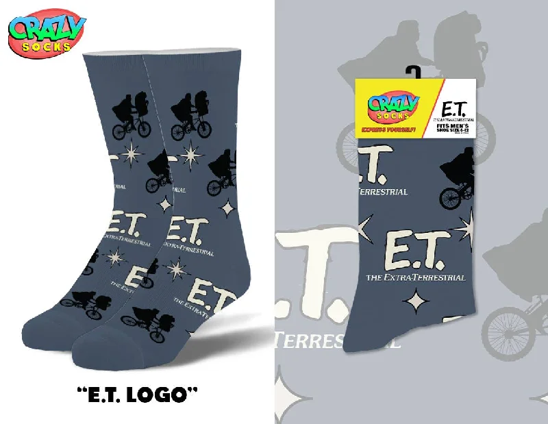 huddle socks with meetings-E.T. Logo - Mens Crew Folded