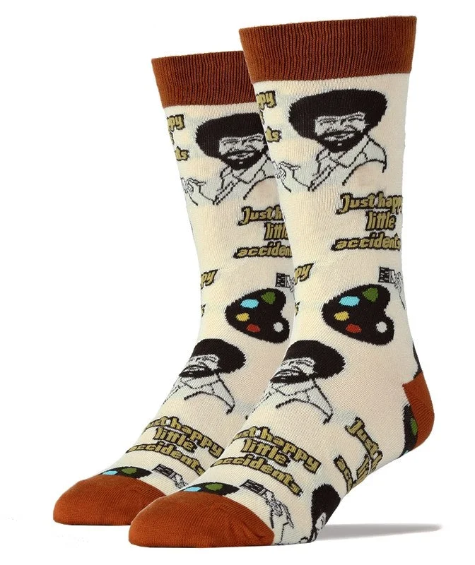 surf socks with beaches-Just Happy Little Accidents - Bob Ross - Crew Socks