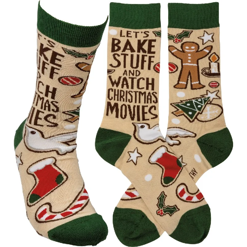 drop socks with snowboarding-Let's Bake Stuff and Watch Christmas Movies Sock