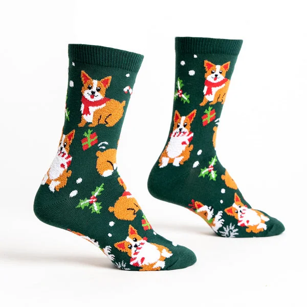 smear socks with tie-dye-Merry Corgmas Crew