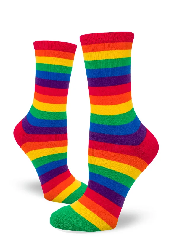 fling socks with graduations-Classic Rainbow Striped Crew