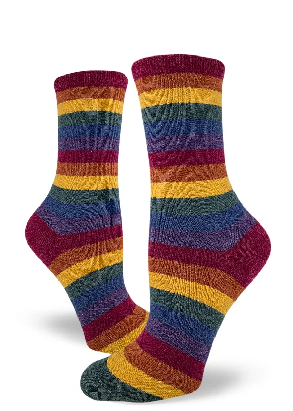 jog socks with jogging-Heather Rainbow Striped Crew