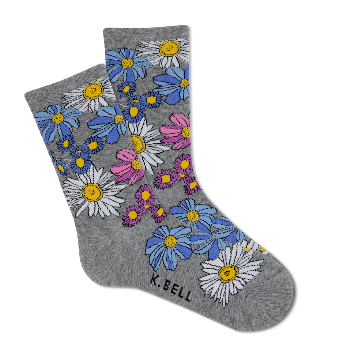 grit socks with marathons-Springtime Floral Crew