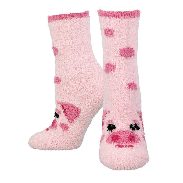 loud socks with statements-This Little Piggy Warm & Cozy Crew