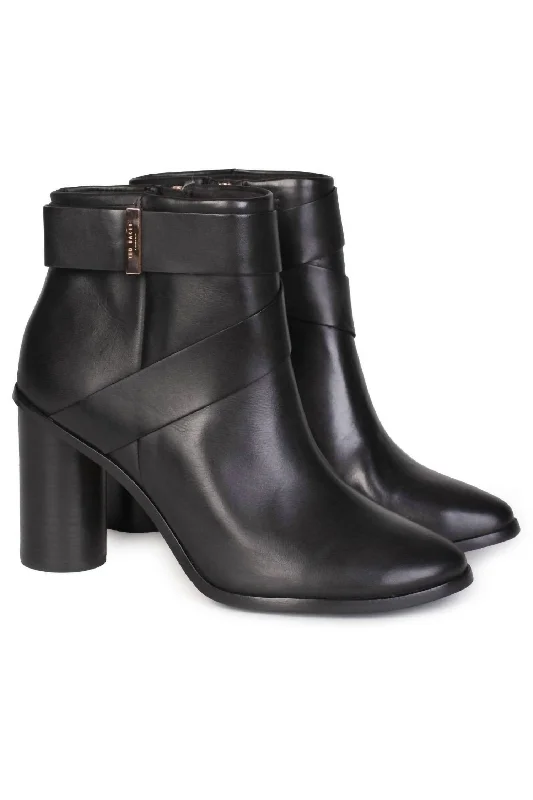 women's sangria pointed-toe heels-Matyna Leather Ankle Boots In Black