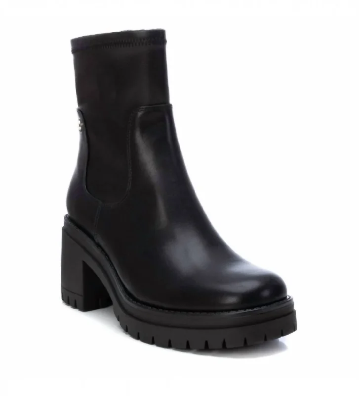 women's oversized platform boots-Women's Ankle Slip-On Booties In Black