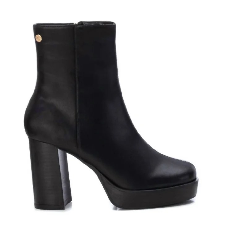 women's airy casual heels-Women's Block Heel Booties In Black