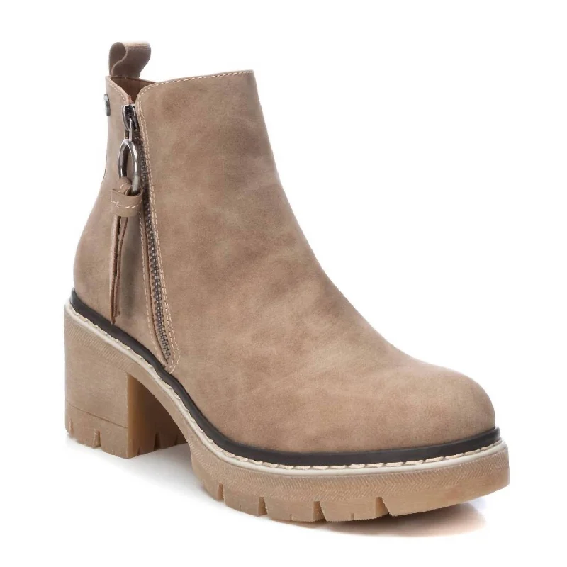 women's steel-toe work boots-Women's Booties In Taupe