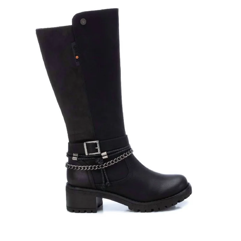 women's charcoal platform heels-Women's Casual Boots In Black