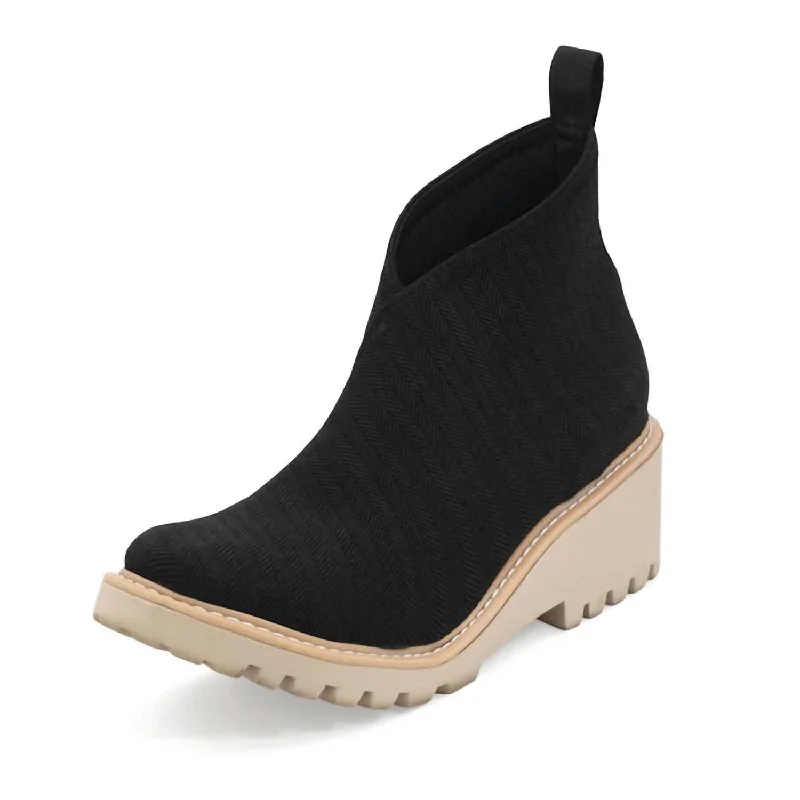 women's open-knit casual sneakers-Women's Heyward Boot In Black Herringbone