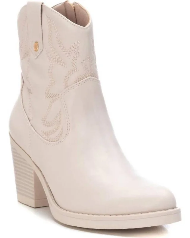 women's orchid chunky flats-Women's Italian Western Booties In Ice