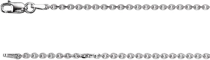 minimalist nickel drop chokers-1.75mm 14k White Solid Diamond Cut Cable Chain Bracelet, 7"