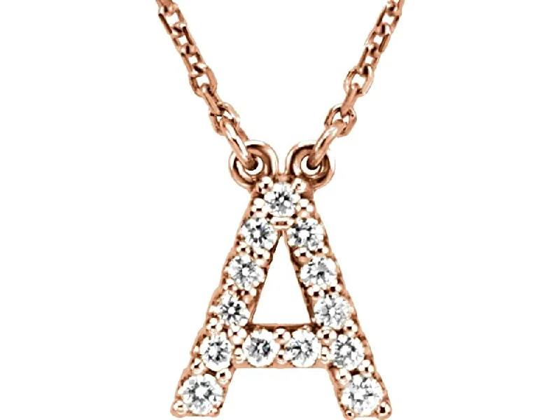 luxury orange sapphire drop earrings-14k Rose Gold Diamond Initial 'A' 1/6 Cttw Necklace, 16" (GH Color, I1 Clarity)