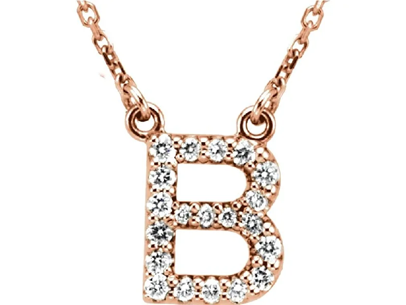 gothic orange calcite choker pendants-14k Rose Gold Diamond Initial 'B' 1/6 Cttw Necklace, 16" (GH Color, I1 Clarity)