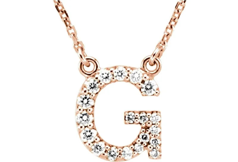 gothic green onyx pendants-14k Rose Gold Diamond Initial 'G' 1/6 Cttw Necklace, 16" (GH Color, I1 Clarity)