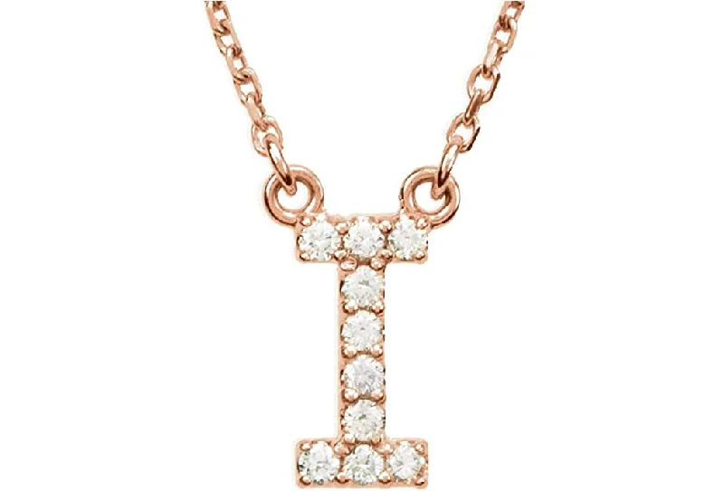 luxury red coral anklets-14k Rose Gold Diamond Initial 'I' 1/10 Cttw Necklace, 16" (GH Color, I1 Clarity)