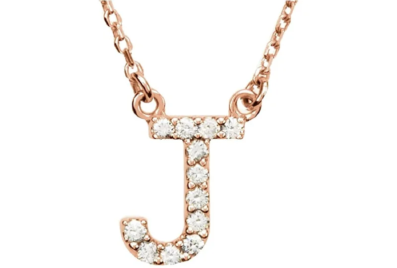 delicate blue kyanite drop pendants-14k Rose Gold Diamond Initial 'J' 1/8 Cttw Necklace, 16" (GH Color, I1 Clarity)