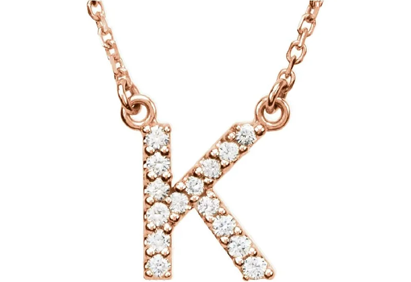 floral pink sapphire earrings-14k Rose Gold Diamond Initial 'K' 1/8 Cttw Necklace, 16" (GH Color, I1 Clarity)