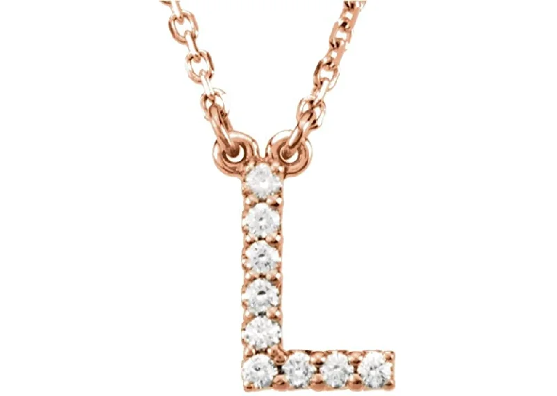 diamond butterfly drop earrings-14k Rose Gold Diamond Initial 'L' 1/10 Cttw Necklace, 16" (GH Color, I1 Clarity)