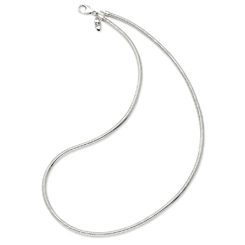 silver arch drop chokers-17 Inch Artisan Snake 3mm Necklace for Charms in Silver for 4mm Charms