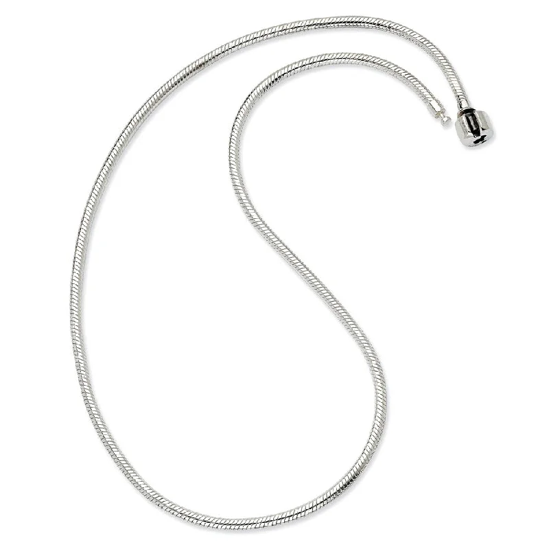 engraved silver curved pendants-20 Inch Artisan Snake 3mm Charm Necklace in Silver for 4mm Charms