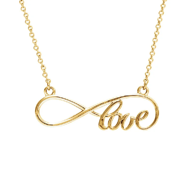 minimalist tungsten necklaces-Love Infinity Necklace in 14k Yellow Gold, 16 Inch