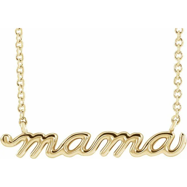 pearl oval stud anklets-Petite Mama Script Necklace