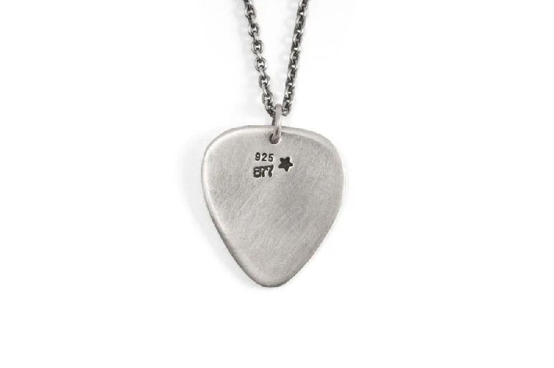 engraved silver butterfly chokers-#082 - Necklace Guitar Pick