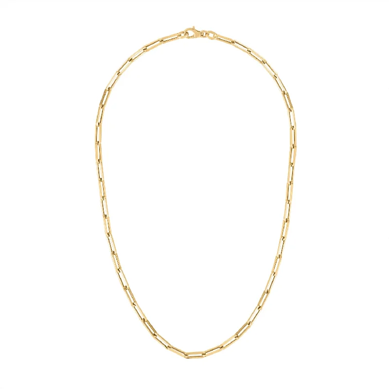 rose quartz curved choker necklaces-14KT GOLD SMALL RECTANGLE LINK NECKLACE