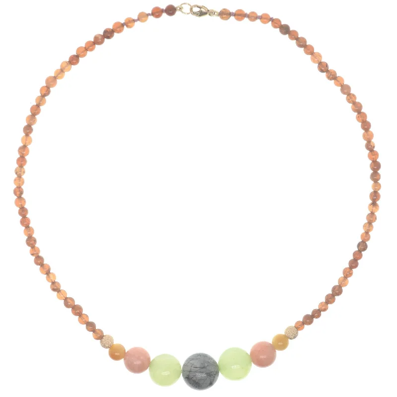 modern gold arch chokers-Bubbles Necklace - Hessonite