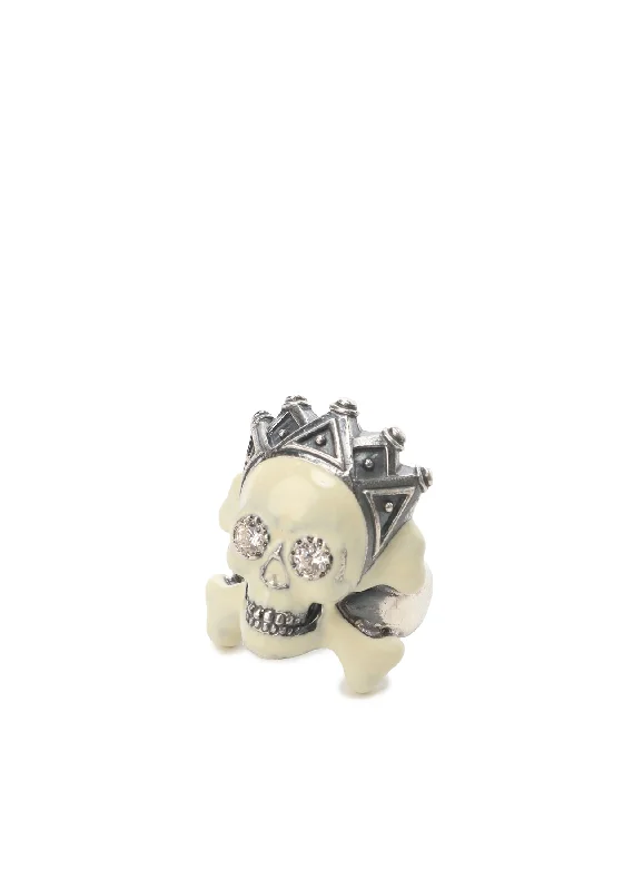 rainbow green jade bracelets-SILVER950 SKULL CROWN RING