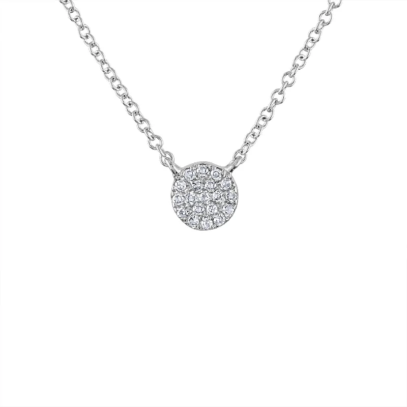 diamond butterfly drop chokers-14KT GOLD PAVE DIAMOND MINI DISK NECKLACE