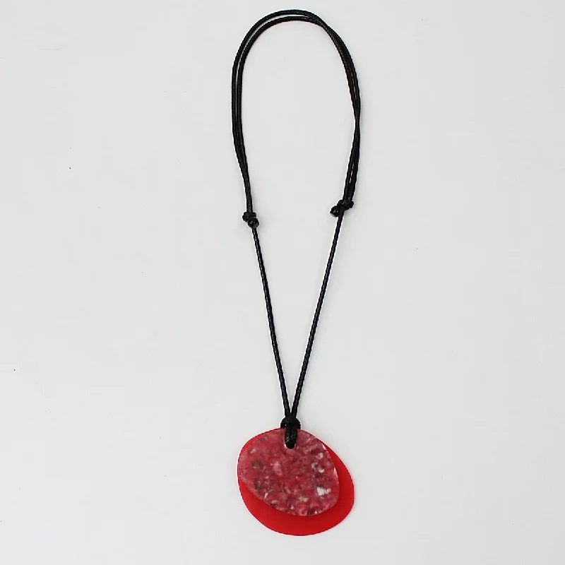 silver curved stud pendants-Red Kiki Pendant Necklace