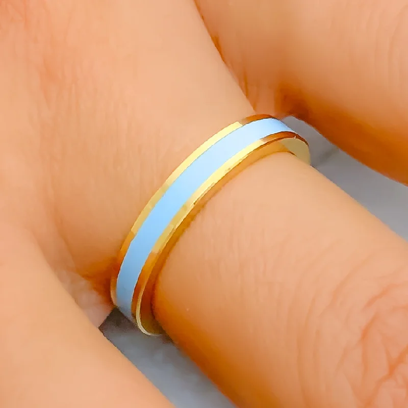 resin blue kyanite bracelets-Timeless Sky Blue 22k Gold Enamel Band