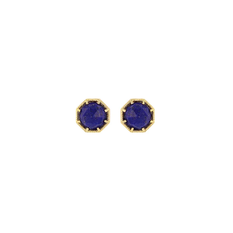 luxury black sapphire drop earrings-Maman Crown Bezel Lapis Earrings