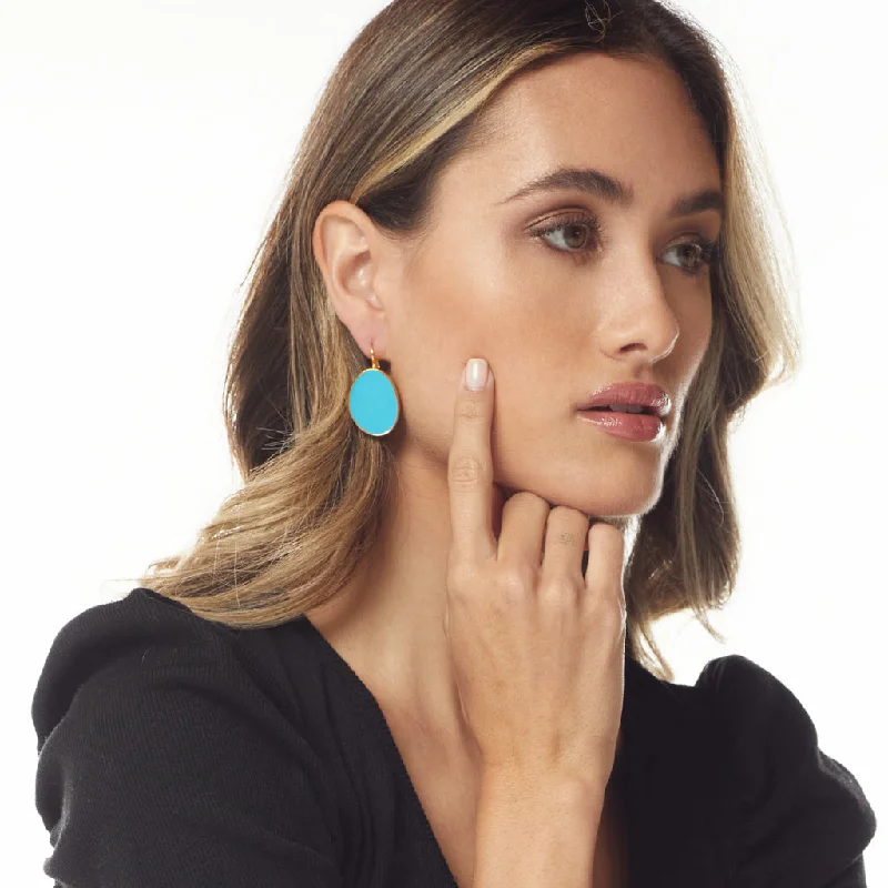 resin golden topaz drop earrings-Turquoise Kidney Shaped Pierced Earrings