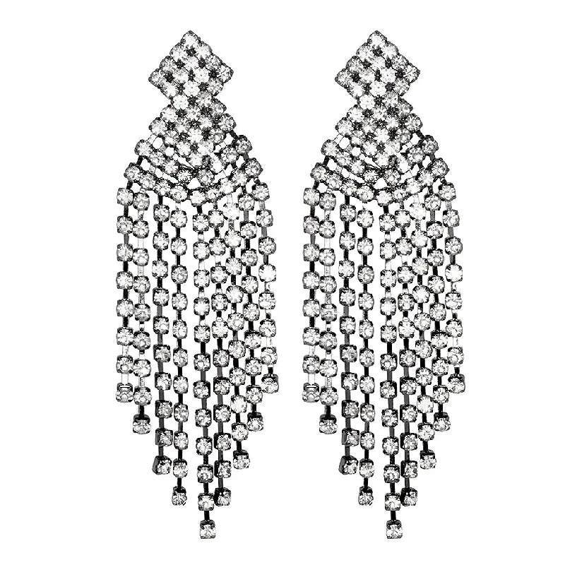 luxury white gold drop earrings-Waterfall Clip Earrings