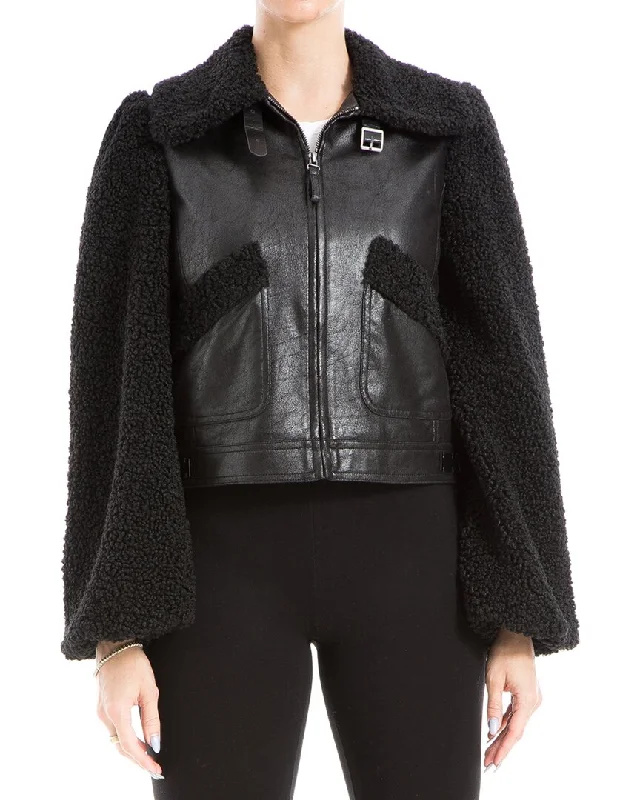 female lakeside tops-Max Studio Leatherette Jacket