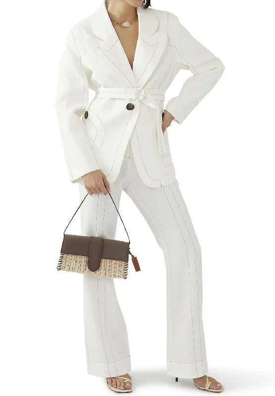 female chiffon-trim blouses-Moreton Jacket In Ivory