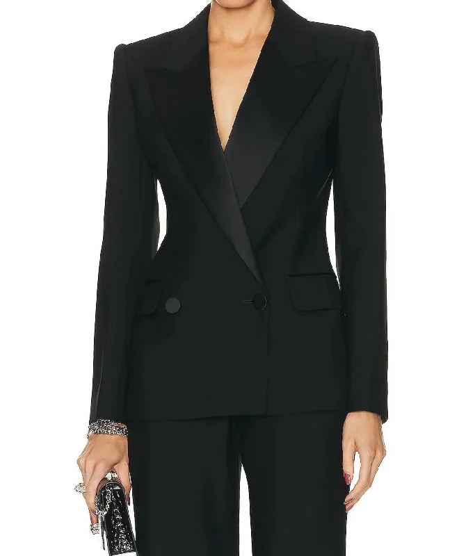 women’s textured pullovers-Tailored Jacket In Black