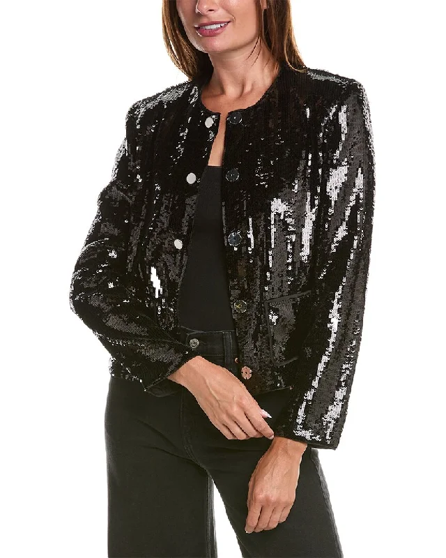 ladies taffeta vests-Theory Sequins Cropped Jacket